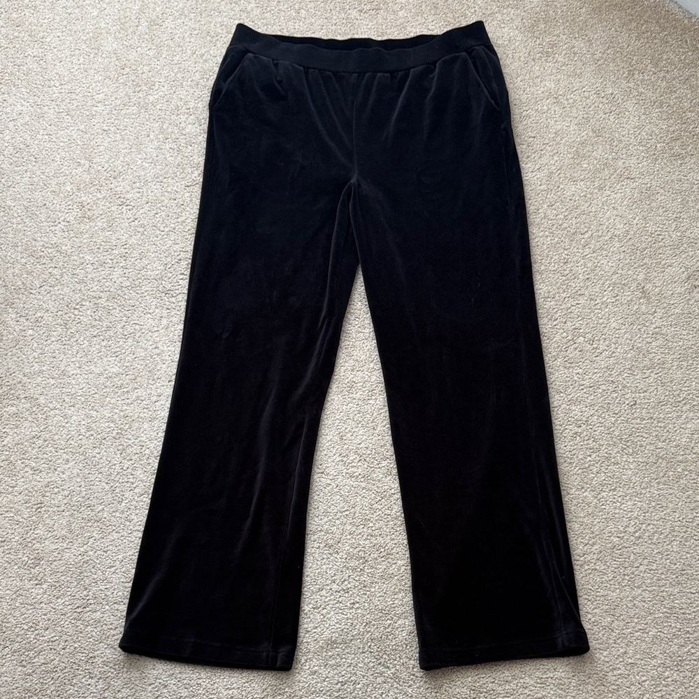 NWT Lauren Ralph Lauren High Rise Pull On Waistband Black Velour Pants Size 1X